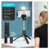 Detachable Bluetooth Wireless Remote Selfie Stick with LED (Black-White) - Image 6
